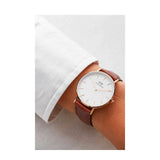 Daniel Wellington Classic St. Mawes White Dial Brown Leather Strap Watch for Men - DW00100035