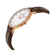 Daniel Wellington Classic York White Dial Brown Leather Strap Watch For Women - DW00100038