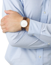 Daniel Wellington Classic Bristol White Dial Brown Leather Strap Watch For Men - DW00100009
