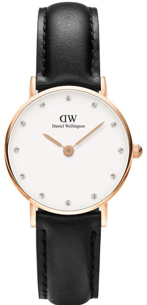 Daniel Wellington Classy Sheffield White Dial Black Leather Strap