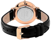 Daniel Wellington Classy Sheffield White Dial Black Leather Strap Watch For Women - DW00100060