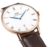 Daniel Wellington Dapper Bristol White Dial Brown Leather Strap Watch For Men - DW00100086