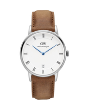 Daniel Wellington Dapper Durham Analog White Dial Brown Leather Strap Watch For Women - DW00100114