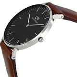 Daniel Wellington Classic Bristol Black Dial Brown Leather Strap Watch For Men - DW00100143