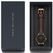 Daniel Wellington Classic York Black Dial Brown Leather Strap Watch For Women - DW00100140