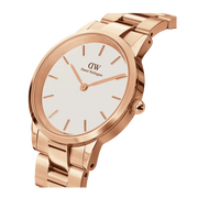 Daniel Wellington Iconic Link White Dial Rose Gold Steel Strap Watch For Women - DW00100209