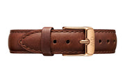 Daniel Wellington Classic Petite St Mawes Black Dial Brown Leather Strap Watch For Women - DW00100225