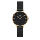 Daniel Wellington Petite Ashfield Black Dial Black Mesh Strap Watch For Women - DW00100245