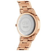 Daniel Wellington Iconic Link Black Dial Rose Gold Steel Strap Watch For Men - DW00100344