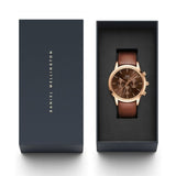 Daniel Wellington Iconic Chronograph St Mawes Brown Dial Brown Leather Strap Watch For Men - DW00100640