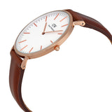 Daniel Wellington Classic St Mawes White Dial Brown Leather Strap Watch For Men - DW00100006