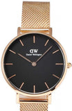 Daniel Wellington Classic Melrose Black Dial Gold Mesh Bracelet Watch For Women - DW00100161