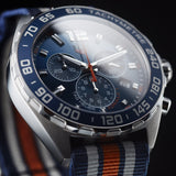 Tag Heuer Formula 1 Chronograph 43mm Dial Biru Jam Tangan NATO Strap untuk Pria - CAZ1014.FC8196