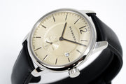 Burberry The Classic Horseferry Beige Dial Black Leather Strap Watch for Men - BU10000