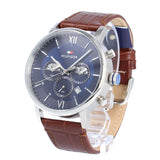 Tommy Hilfiger Evan Chronograph Blue Dial Brown Leather Strap Watch for Men - 1710393