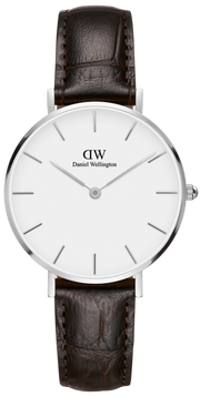 Daniel Wellington Classic Petite Reading White Dial Black Leather Strap Watch For Women - DW00100241