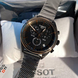 Tissot T Classic PR 100 Chronograph Anthracite Black Dial Black Mesh Bracelet Watch For Men - T101.417.23.061.00