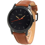 Fossil The Minimalist Black Dial Brown Leather Strap Watch for Men - FS5305