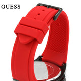 Guess Legacy Black Dial Red Silicone Strap Watch for Men - W1049G6