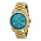 Michael Kors Bradshaw Chronograph Blue Dial Gold Steel Strap Watch For Women - MK5975