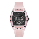 Guess Sporting Black Dial Pink Rubber Strap Watch for Men - GW0032G1