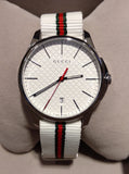 Gucci G Timeless Quartz White DIal White NATO Strap Watch For Men - YA126322