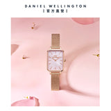 Daniel Wellington Quadro Pressed Melrose Pink Dial Pink Mesh Bracelet Watch For Women - DW00100510