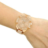 Guess Frontier Diamonds Rose Gold Dial Rose Gold Steel Strap Watch For Women - W1156L3