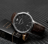 Emporio Armani Renato Quartz Black Dial Brown Leather Strap Watch For Men - AR11187