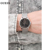 Guess Delancey Black Dial Silver Mesh Bracelet Watch for Men - W0871G1