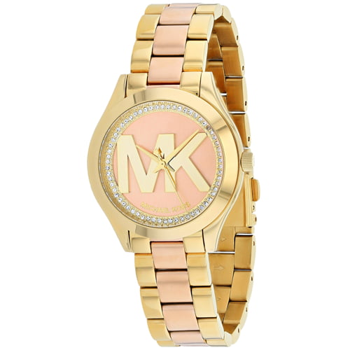 Michael Kors Mini Slim Runway Rose Gold Dial Two Tone Steel Strap Watch for Women - MK3650