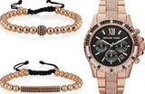 Michael Kors Everest Chronograph Black Dial Rose Gold Steel Strap Watch For Women - MK5875