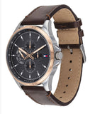 Tommy Hilfiger Shawn Multi Function Quartz Grey Dial Brown Leather Strap Watch for Men - 1791615