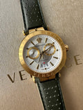 Versace Aion Chronograph White DIal Green Leather Strap Watch for Men - VBR020017