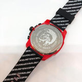 Diesel Mega Chief Chronograph Black Dial Red Rubber Strap Watch For Men - DZ4526