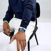 Tommy Hilfiger Cooper Blue Dial Brown Leather Strap Watch for Men - 1791508