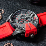 Diesel Mega Chief Chronograph Black Dial Red Silicone Strap Watch For Men - DZ4427