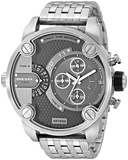 Diesel Little Daddy Chronograph Black Dial Silver Steel Strap Watch For Men - DZ7259