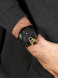 Diesel Uber Chief Two Hand Black Dial Black Leather Strap Watch For Men - DZ7377