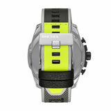 Diesel Mega Chief Quartz Black Dial Grey Leather Strap Watch For Men - DZ4523