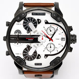 Diesel Mr. Daddy 2.0 Chronograph Silver Dial Brown Leather Strap Watch For Men - DZ7394