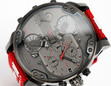 Diesel Mr Daddy 2.0 Chronograph Grey Dial Red Rubber Strap Watch For Men - DZ7423