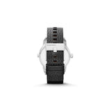 Diesel Mini Daddy Black Silver Dial Black Leather Strap Watch For Men - DZ7307