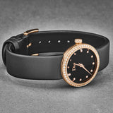 Dior La D De Diamonds Black Dial Black Leather Strap Watch for Women - CD047170A005 0000