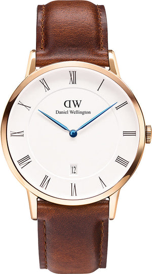 Daniel Wellington Dapper St Mawes White Dial Brown Leather Strap Watch For Men - DW00100083