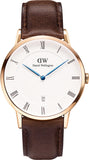 Daniel Wellington Dapper Bristol White Dial Brown Leather Strap Watch For Men - DW00100086