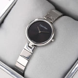 Calvin Klein Authentic Black Dial Silver Steel Strap Watch for Women - K8G23141