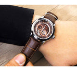 Bulova Classic Skeleton Automatic Brown Dial Brown Leather Strap Watch for Men - 96A120