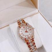Bulova Crystal Mother of Pearl Dial Rose Gold Steel Strap Watch for Women - 98L197