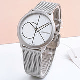 Calvin Klein Minimal White Dial Silver Mesh Bracelet Watch for Women - K3M5215X